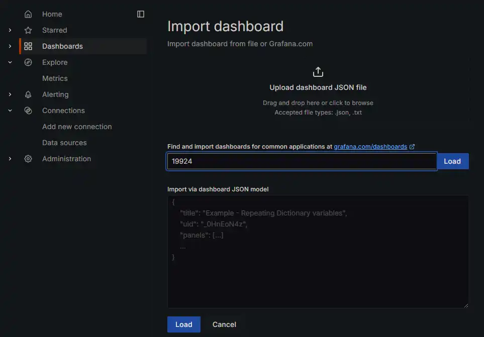 Dashboard importeren